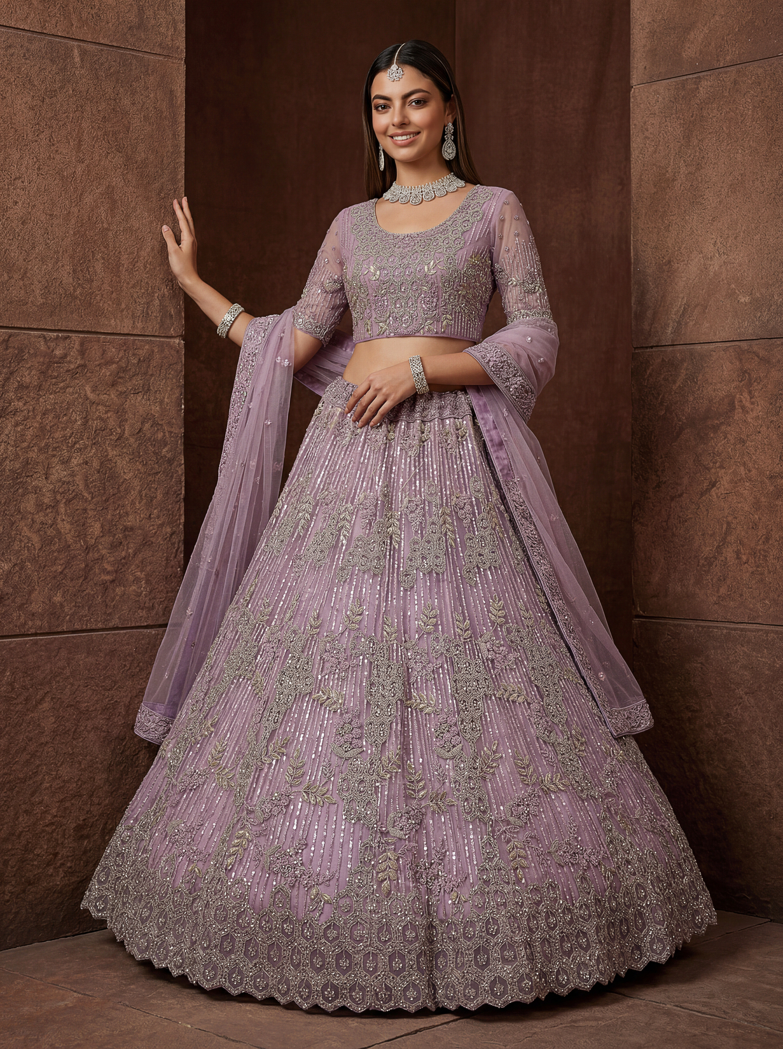 The Gulshan Lehenga Choli Lilac | Vruxon